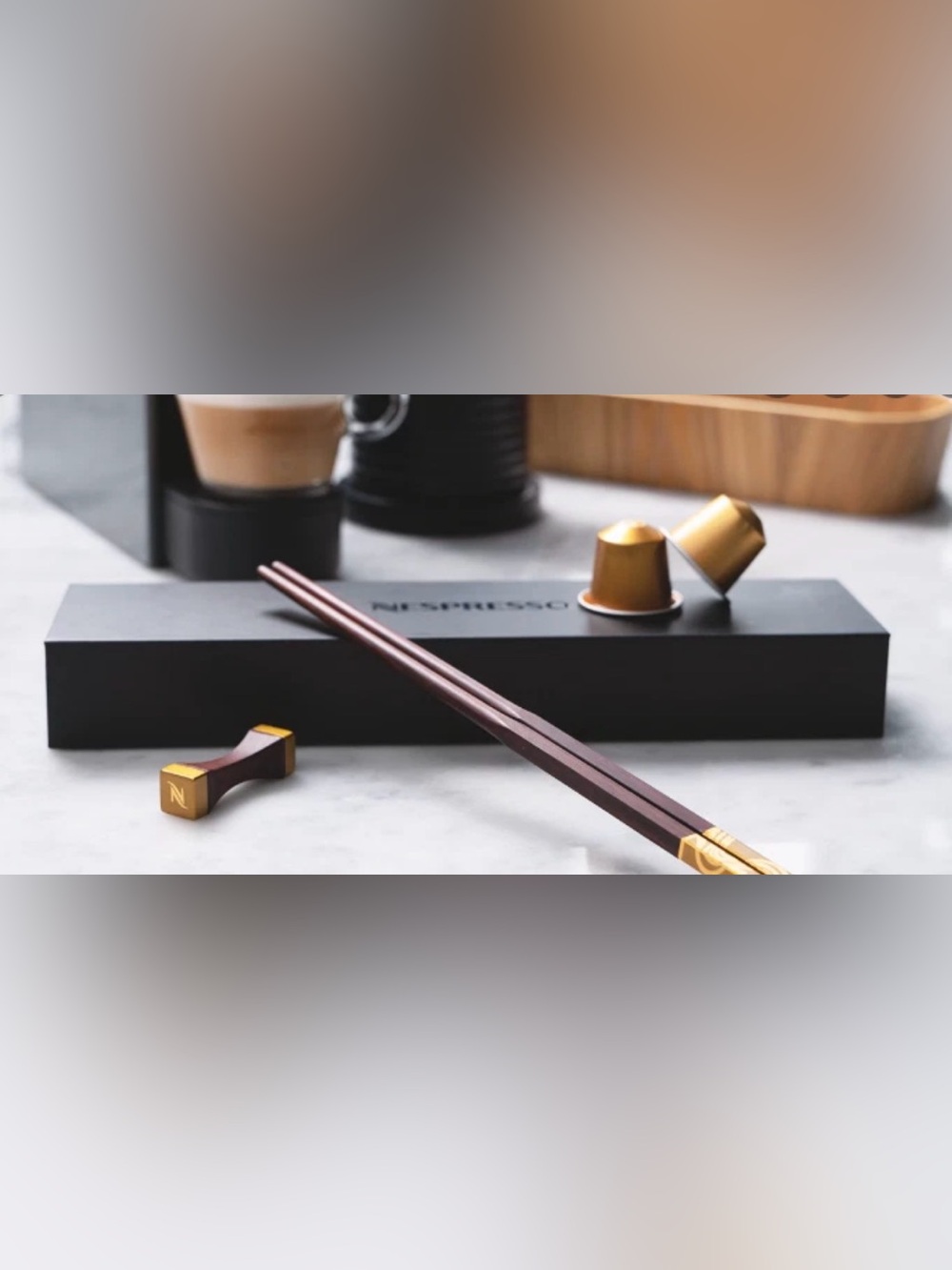 Nespresso Chop Sticks Promo - never used but damaged box see pics